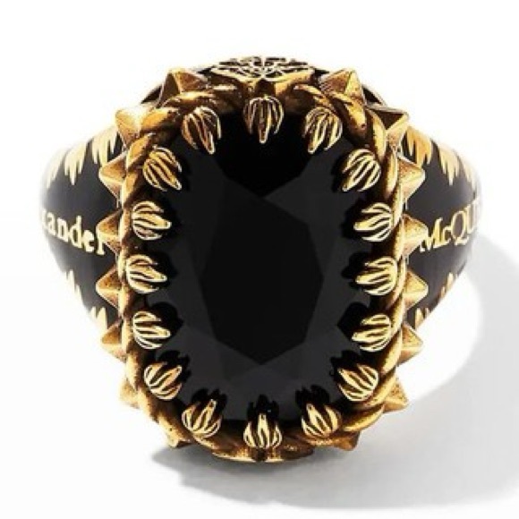 Alexander McQueen Jewelry - Alexander McQueen Black and Gold Statement Ring